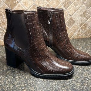 White Mountain Faux Crocco Leather Boots- NWOB